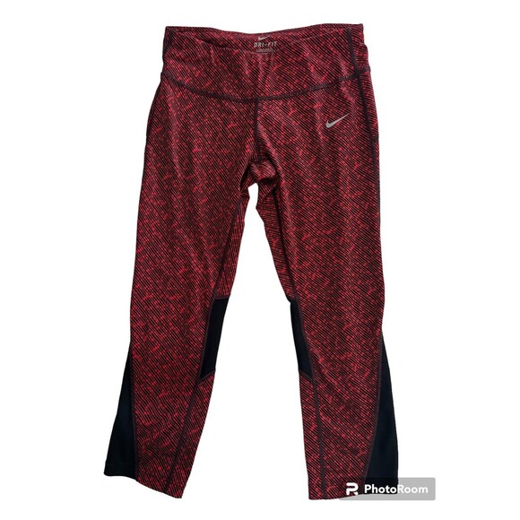 Nike DRI‎ FIT Red and Black Capri Leggings Small - Picture 1 of 10